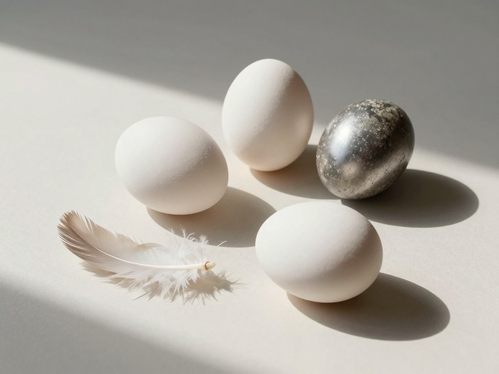 Matte, glossy and rough spheres on pale paper casting shadows of different softness